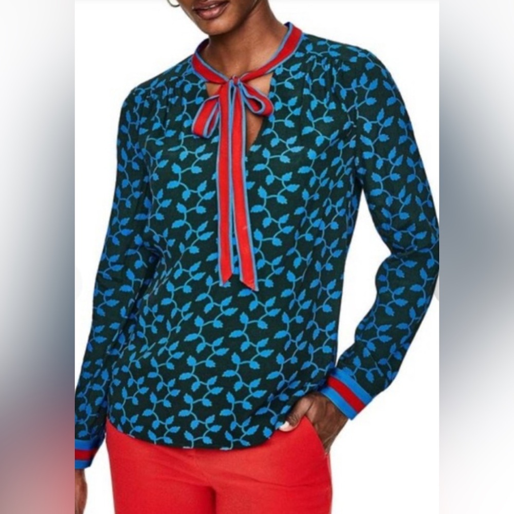 Boden Blue and Red Patterned Blouse